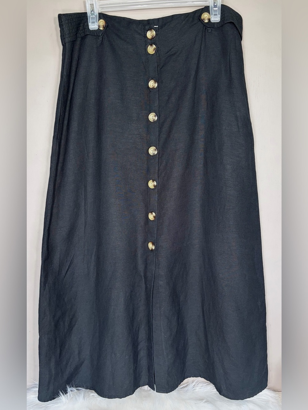 LAURA Linen Maxi Skirt w/Front Buttons